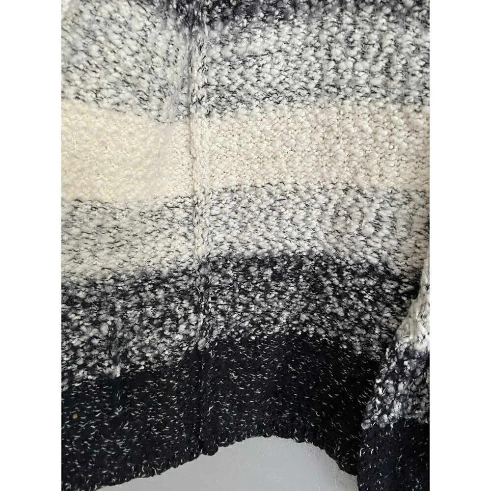 STYLE & CO WOMENS BLACK WHITE FUZZY OPEN FRONT CARDIGAN SIZE M